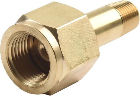 CGA-320 Carbon Dioxide Regulator Inlet Nut & 2" Nipple with Washer, Brass Gas Cylinder Connector for Tank, 1/4" NPT Male x 0.830-14 RH Female, Gold in Kuwait
