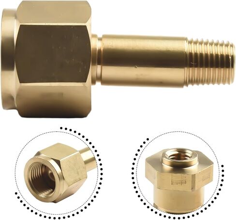 CGA-320 Carbon Dioxide Regulator Inlet Nut & 2" Nipple with Washer, Brass Gas Cylinder Connector for Tank, 1/4" NPT Male x 0.830-14 RH Female, Gold in Kuwait
