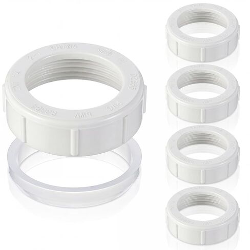 1 1/4-inch 5 Pcs Wing Nut Slip Joint and Washer Gasket PVC White Plumbing Adapter for Tubular Drain Applications Under Sink Lavatory Kitchen Sink Tubular in Kuwait