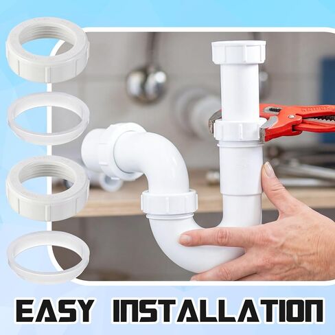 1 1/4-inch 5 Pcs Wing Nut Slip Joint and Washer Gasket PVC White Plumbing Adapter for Tubular Drain Applications Under Sink Lavatory Kitchen Sink Tubular in Kuwait