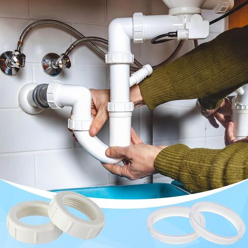 1 1/4-inch 5 Pcs Wing Nut Slip Joint and Washer Gasket PVC White Plumbing Adapter for Tubular Drain Applications Under Sink Lavatory Kitchen Sink Tubular in Kuwait