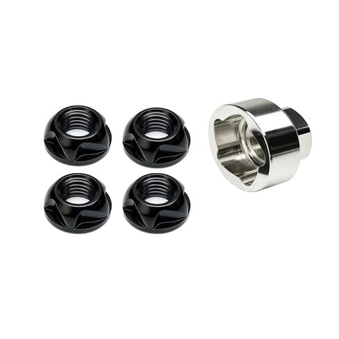 Black M6 304 Stainless Steel Anti-Theft Locking Nuts P1.0 Security Hardware Kit for Mountain Bike Awning Car Accessories Styling Light Bar (4 Lock Nuts + 1 Key) in Kuwait