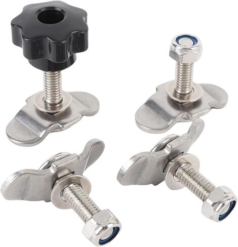 Pissente Stainless Steel L Track Fittings Double Lug Threaded Stud Nut Kit 4 Pack 5500lb Break Strength 1800lb WLL with Hand Twist Nuts for Truck Bed Trailer RV ATV Cargo Control in Kuwait
