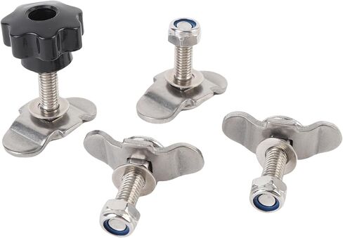 Pissente Stainless Steel L Track Fittings Double Lug Threaded Stud Nut Kit 4 Pack 5500lb Break Strength 1800lb WLL with Hand Twist Nuts for Truck Bed Trailer RV ATV Cargo Control in Kuwait