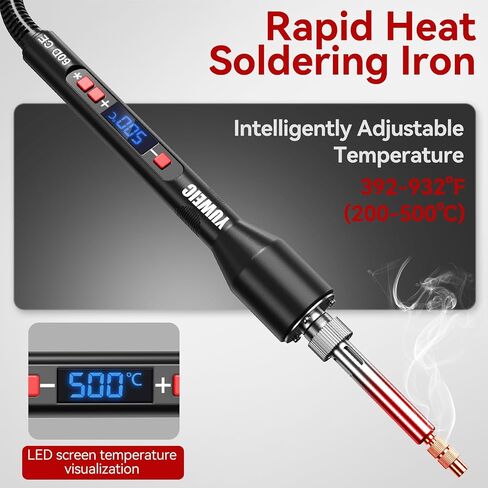 60W Heat Set Insert Tool Kit Digital Soldering Iron with Adjustable Temperature 392°F–932°F, M2/M3/M4/M5/M6 Heat Insert Tips, Threaded Insert Installation for 3D Printing DIY Plastic Repair Tool in Kuwait