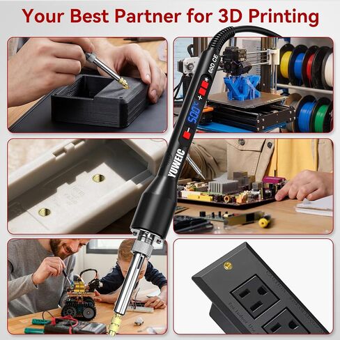 60W Heat Set Insert Tool Kit Digital Soldering Iron with Adjustable Temperature 392°F–932°F, M2/M3/M4/M5/M6 Heat Insert Tips, Threaded Insert Installation for 3D Printing DIY Plastic Repair Tool in Kuwait