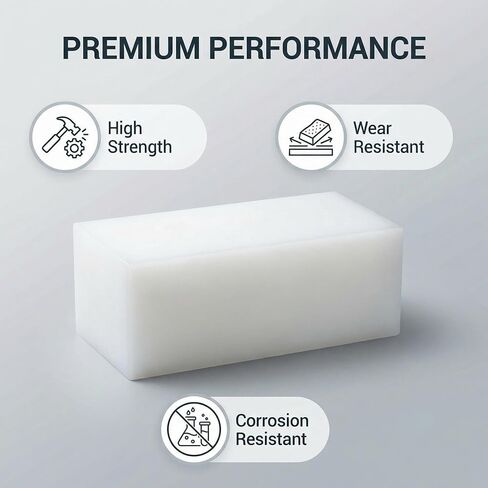 UHMWPE Ultra High Molecular Weight Polyethylene Tapping Block for Engineering Flooring DIY Nylon Blocks Plastic Rectangular Solid Bar Machining Home Improvement （3.1" x 3.1" x 7.9", 1 in Kuwait
