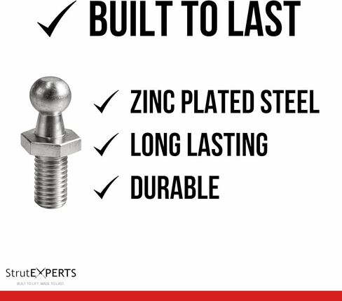 M8 Ball Stud 10mm (3/8") for Lift Supports – Gas Strut End Fitting, 1/2" Thread Length, Zinc Plated Steel Ball Joint, Replacement for Cabinets, RV, Toolbox (4 Pack) in Kuwait