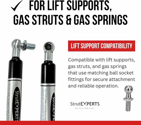M8 Ball Stud 10mm (3/8") for Lift Supports – Gas Strut End Fitting, 1/2" Thread Length, Zinc Plated Steel Ball Joint, Replacement for Cabinets, RV, Toolbox (4 Pack) in Kuwait