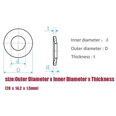 20Pcs DIN2093 Belleville Disc Spring Washer Outer Diameter 28mm Inner Diameter 14.2mm Thickness 1.5mm (28x14.2x1.5mm) in Kuwait