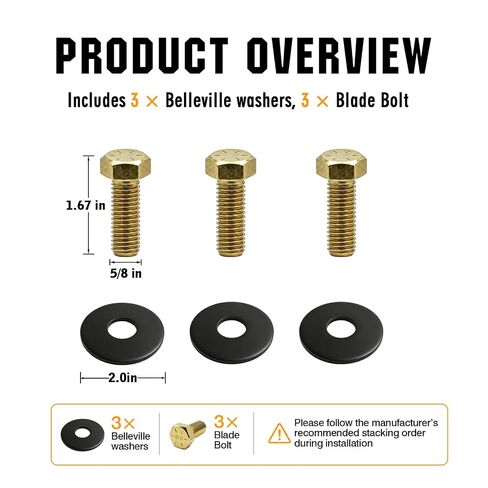 YunGlee Deck Spindle Blade Bolt & Belleville Spring Washer, Replacement for Hustler 781872 782474 and 602680 Compatible with Hustler Super Z & Mini Big-Dog FasTrak X-One XR-7 Raptor SD/SDX (3 Sets) in Kuwait
