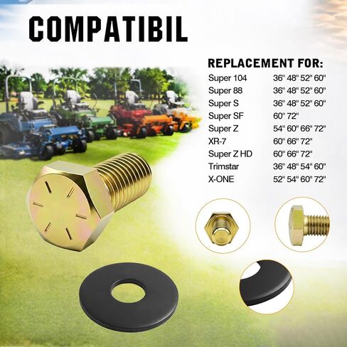YunGlee Deck Spindle Blade Bolt & Belleville Spring Washer, Replacement for Hustler 781872 782474 and 602680 Compatible with Hustler Super Z & Mini Big-Dog FasTrak X-One XR-7 Raptor SD/SDX (3 Sets) in Kuwait