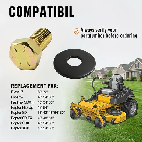 YunGlee Deck Spindle Blade Bolt & Belleville Spring Washer, Replacement for Hustler 781872 782474 and 602680 Compatible with Hustler Super Z & Mini Big-Dog FasTrak X-One XR-7 Raptor SD/SDX (3 Sets) in Kuwait