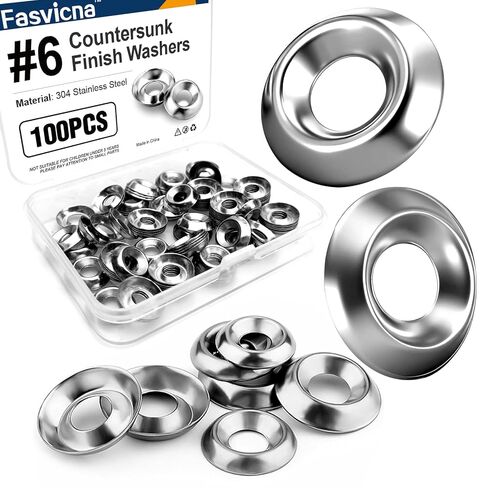 100 Pcs #10 Countersunk Finish Washers 304 Stainless Steel Finishing Cup Washer for Screw Silver in Kuwait