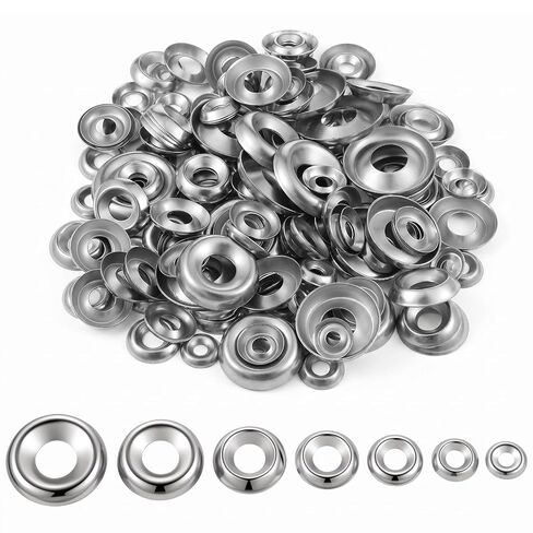 200 Pcs Finish Washers Countersunk Washers 7 Sizes Stainless Steel Cup Assortment(#4#6#8#10#12#14#16, Silver) in Saudi Arabia