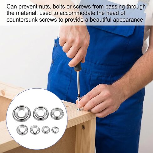 200 Pcs Finish Washers Countersunk Washers 7 Sizes Stainless Steel Cup Assortment(#4#6#8#10#12#14#16, Silver) in Saudi Arabia