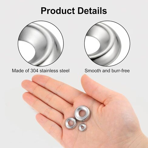 200 Pcs Finish Washers Countersunk Washers 7 Sizes Stainless Steel Cup Assortment(#4#6#8#10#12#14#16, Silver) in Saudi Arabia