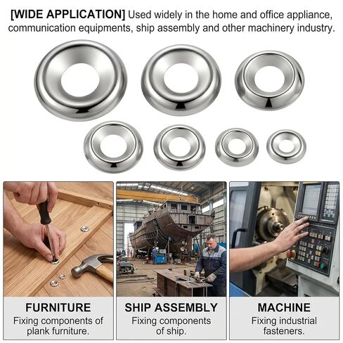 200 Pcs Finish Washers Countersunk Washers 7 Sizes Stainless Steel Cup Assortment(#4#6#8#10#12#14#16, Silver) in Saudi Arabia