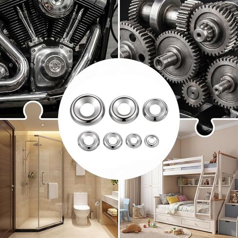 200 Pcs Finish Washers Countersunk Washers 7 Sizes Stainless Steel Cup Assortment(#4#6#8#10#12#14#16, Silver) in Saudi Arabia