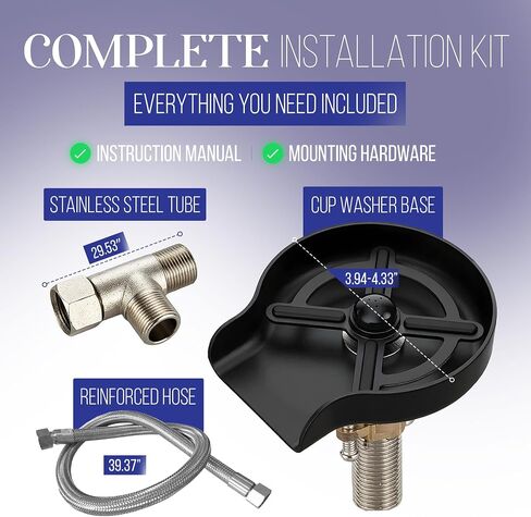 Glass Rinser for Kitchen Sink - 10 Hole High Pressure Stainless Steel Cup Washer for Sink - Cup Cleaner Sink Attachment with 39" Hose & 2.95" Connector - Easy Install Glass Rinser for Sink in Kuwait
