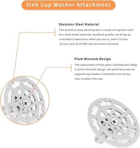 Cup Rinser Faucet Head, Stainless Steel Automatic Cup Washer, Bar Glass Rinser Faucet for Bar Hotel Cafe Restaurant Kitchen Sink Accessories in Kuwait