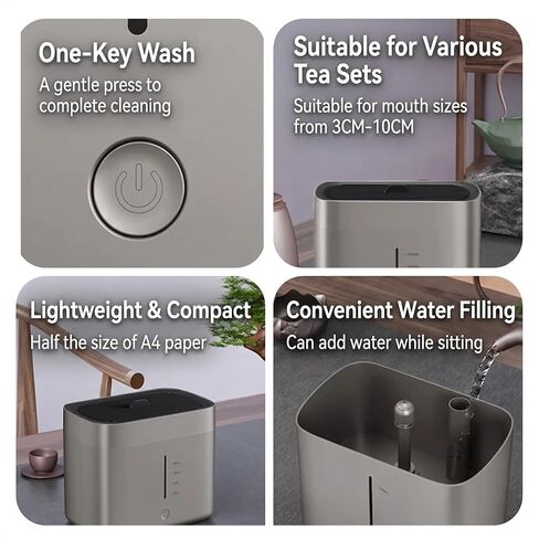 Yaslayp Electric Glass Rinser Tea Cup Washer, 360° Deep Clean for Mugs Glasses Baby Bottles, 1.6L Large Tank No Plumbing Needed, Portable Cup Rinser for Home Kitchen Coffee Shop(Silver) in Saudi Arabia