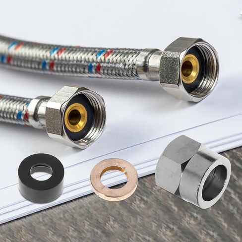 Artibetter Gas Tube Flare Nut G1/2 Tube Fitting Coupling Stainless Steel 5pcs with Copper Spring and Washer, Easy Installation Secure Connection for Gas Pipes in Kuwait