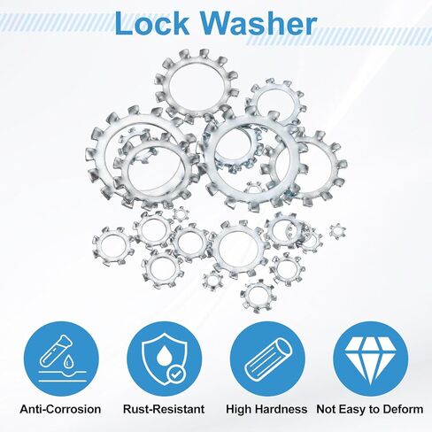 uxcell 100Pcs 6# External Tooth Lock Washer, Zinc-Plated Carbon Steel Multi-Tooth Star Washer Locking Fastener, Silver Tone in Kuwait