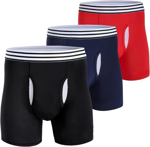 Men's Boxer Briefs - Moisture Wicking & No Ride Up, Ultra Soft Breathable Underwear,Athletic,3 Pack in Kuwait