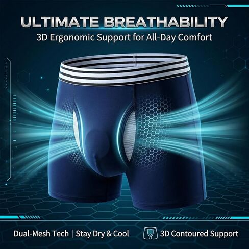 Men's Boxer Briefs - Moisture Wicking & No Ride Up, Ultra Soft Breathable Underwear,Athletic,3 Pack in Kuwait