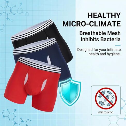 Men's Boxer Briefs - Moisture Wicking & No Ride Up, Ultra Soft Breathable Underwear,Athletic,3 Pack in Kuwait