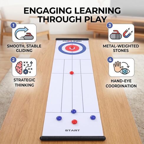 RiToEasysports Desktop Curling Game for Kids and Family with Large Roll Up Mat Portable Indoor Outdoor Tabletop Fun Interactive Play Strengthen Bonding in Kuwait