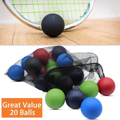 Magicorange 20 Pack Racquetball Multi Colored Racquetballs High Bounce Rubber Racquetballs with a mesh Bag in Kuwait