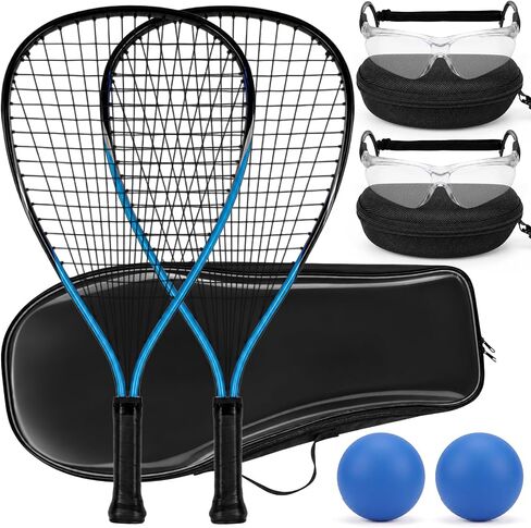 Seenelling Racquetball Racket Set of 2 with Carry Bag, 2 Anti Fog Sports Goggles and 2 Racquetballs, Aluminum Racquetball Starter Set for Beginners Indoor Court Play in Kuwait