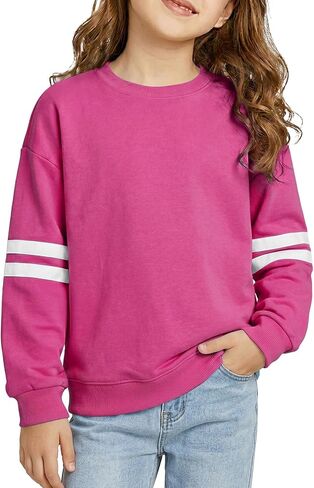 blibean Girls Sweatshirts Long Sleeve Striped Crewneck Pullover Tops Size 6-15 Years in Kuwait
