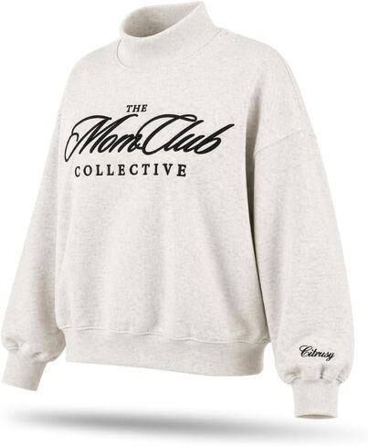 CITRUSY Mom Club Mockneck Oversized Sweatshirt | Turtleneck Mama Sweater for Women | Boy Mom Girl Mom Crew Mock Neck in Kuwait