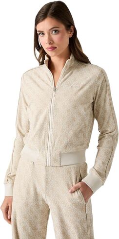 GUESS Women's Eco 4g Allover Jacquard High Neck Full Zip Sweatshirt in Kuwait
