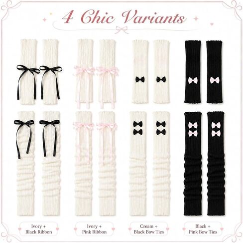 Y2K Coquette Bow Leg & Arm Warmers Ribbed Knit Set Retro Socks and Gloves for Pilates Dance Casual Balletcore Wear in Saudi Arabia