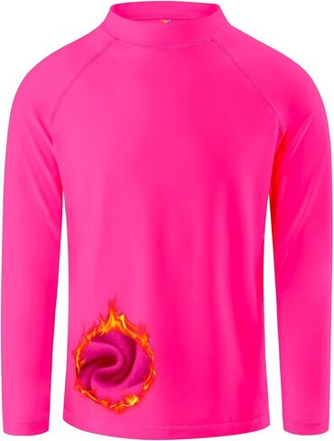 Youth Boys Compression Thermal Shirt Long Sleeve Fleece Lined Athletic Baseball Football Undershirts Sports Base Layer in Kuwait