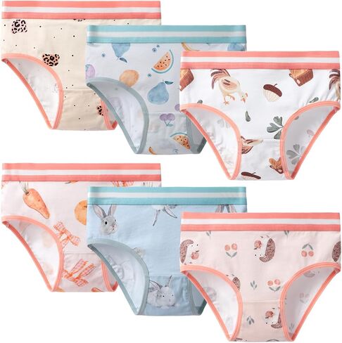 Girls' Underwear, Kids Briefs, Soft Cotton, Comfortable & Breathable Toddler Panties,3T-12 in Kuwait