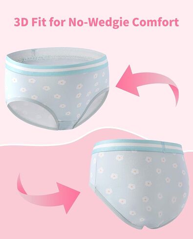 Girls' Underwear, Kids Briefs, Soft Cotton, Comfortable & Breathable Toddler Panties,3T-12 in Kuwait
