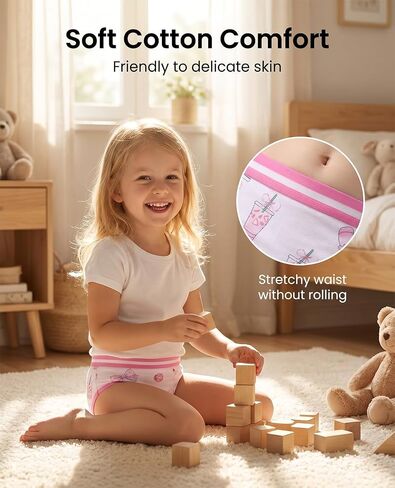Girls' Underwear, Kids Briefs, Soft Cotton, Comfortable & Breathable Toddler Panties,3T-12 in Kuwait