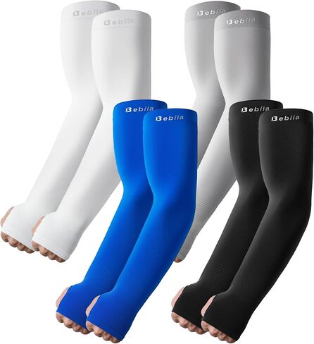 Bebila Arm Sleeves with Thumb Hole for Men Women, Sun Protection UV Cooling Sleeves Outdoor in Kuwait