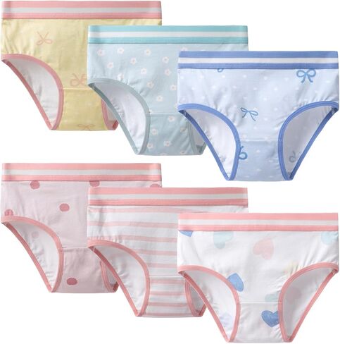 Girls' Underwear, Kids Briefs, Soft Cotton, Comfortable & Breathable Toddler Panties,3T-12 in Kuwait