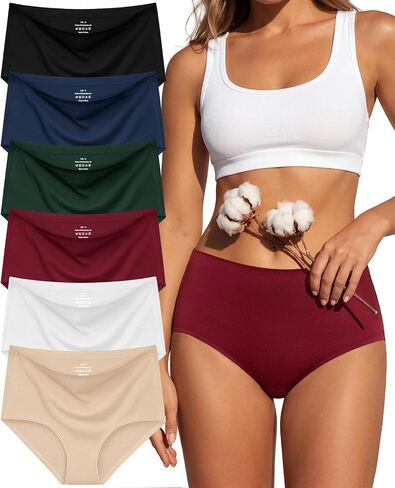 Seamless Cotton High Waisted Underwear for Women No Show Briefs Full Coverage Panties Invisible Stretch 6 Pack in Kuwait