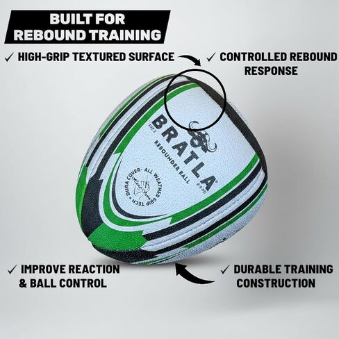 Pro Size 5 Rugby Rebounder Ball – Half-Ball for Solo Training, Passing & Catching Practice – Durable Grip – Training Weight – Teens & Adults in Kuwait