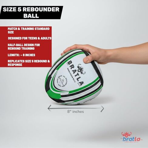 Pro Size 5 Rugby Rebounder Ball – Half-Ball for Solo Training, Passing & Catching Practice – Durable Grip – Training Weight – Teens & Adults in Kuwait