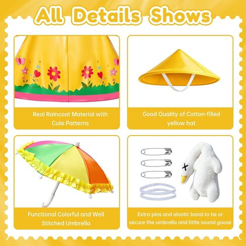 Raincoat Porch Goose Outfits, Upgrade 23'' Spring and Summer Lawn Goose Statue Raincoat Costume, Yard Goose Clothes Umbrella Hat Outfit for Patio Yard Decor in Kuwait