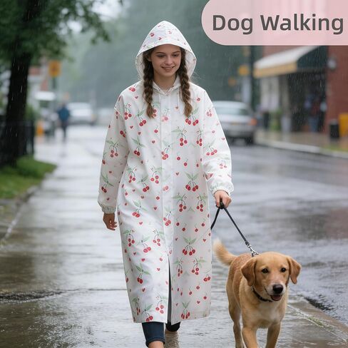 Adult Rain Poncho with Hood, Reusable Plastic Rain Ponchos with Sleeves, Long Waterproof Clear Travel Rain Coats Jacket, Rain Cape Slicker Gear Raincoat for Women, Theme Amusement Park Essentials in Kuwait
