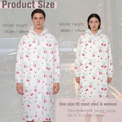 Adult Rain Poncho with Hood, Reusable Plastic Rain Ponchos with Sleeves, Long Waterproof Clear Travel Rain Coats Jacket, Rain Cape Slicker Gear Raincoat for Women, Theme Amusement Park Essentials in Kuwait